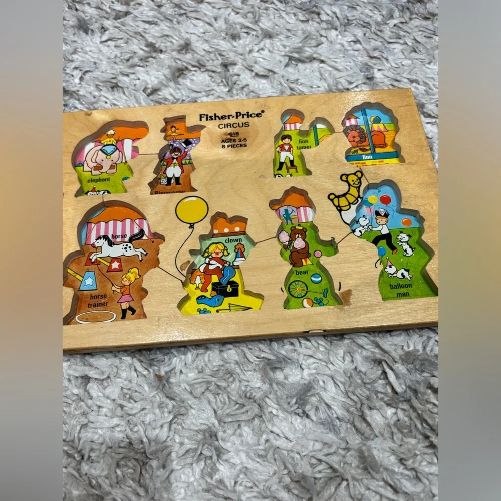 1971 Vintage Fisher Price Wooden Circus Puzzle
